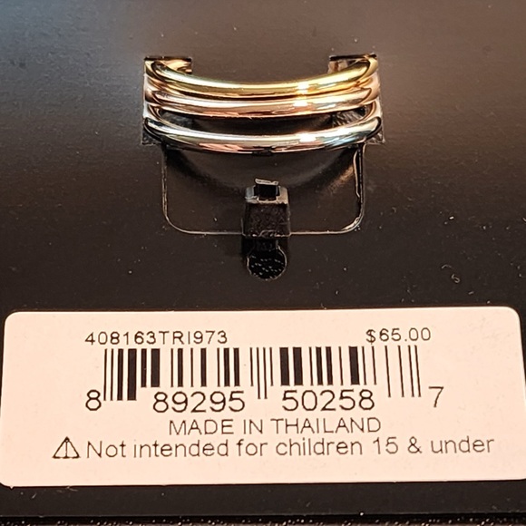 Coach Signature “C” Tri-Tone Polished Pave Ring Set of 3 sz 7 - Picture 6 of 7